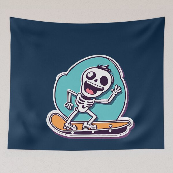 Item preview, funny skeleton on a skate board designed and sold by WATERDUST.