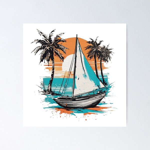 Item preview, Boat with sunset watercolor designed and sold by jnsmerchstore.