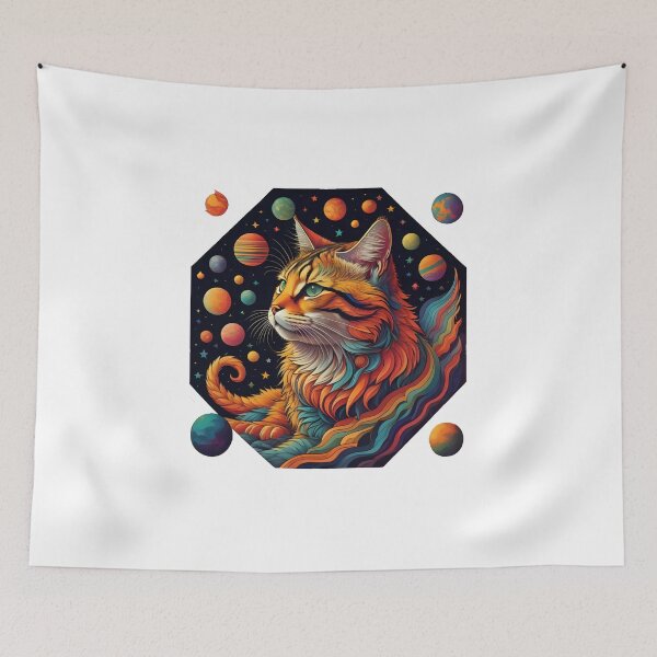 Item preview, Celestial Cat with Planets designed and sold by Qlutique.