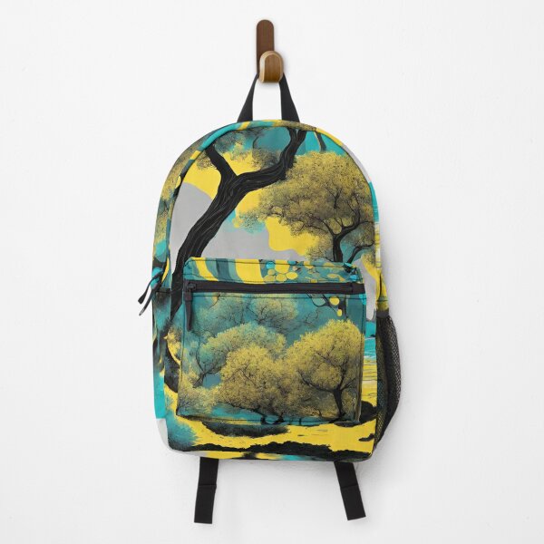 Item preview, Psychedelic seaside landscape, lunar atmosphere, colors yellow, aqua blue, black designed and sold by janjacbu.