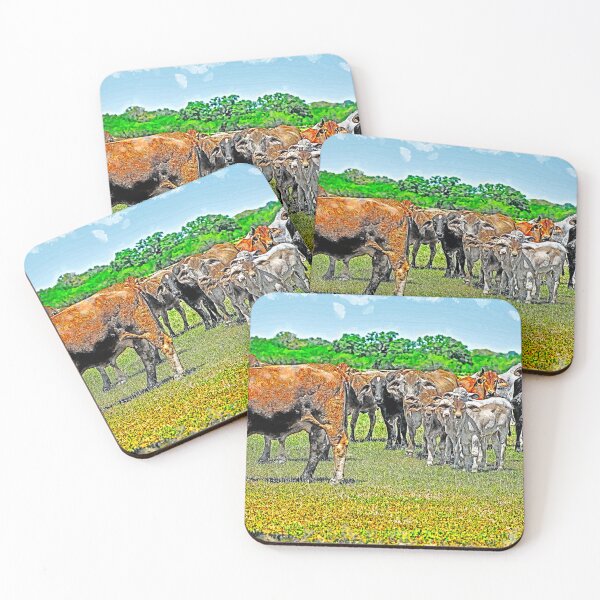 Item preview, digital water color of a herd of cute cows designed and sold by noblephoto.