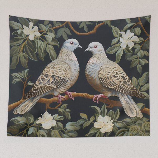 Item preview, Pair of Turtle Doves with Flowers designed and sold by Kristylynn757.
