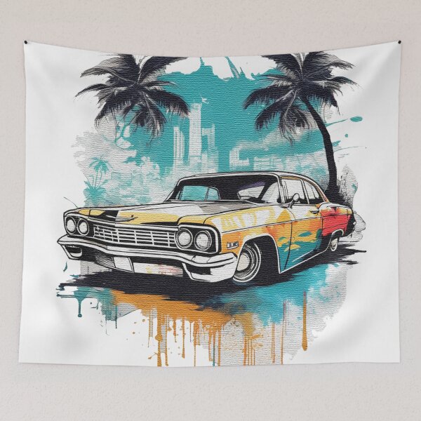 Item preview, Old car with palm trees watercolor designed and sold by jnsmerchstore.