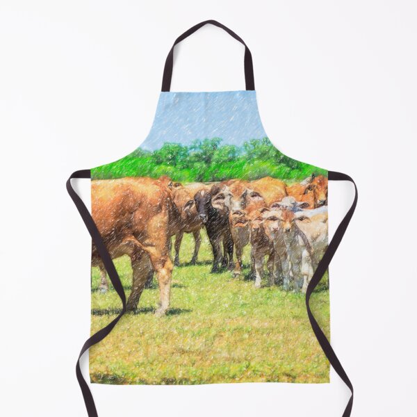 Item preview, digital color pencil of a herd of cute Brahma cows designed and sold by noblephoto.