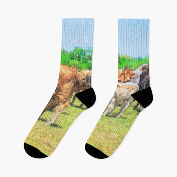 Item preview, digital color pencil of a herd of cute Brahma cows designed and sold by noblephoto.