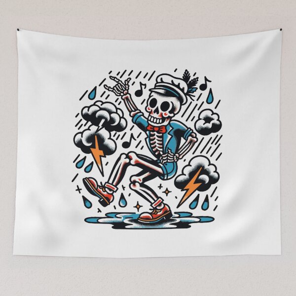 Item preview, Rhythmic Preppy Skeleton Dance - Electric Storm Artwork designed and sold by ElLocoMus.