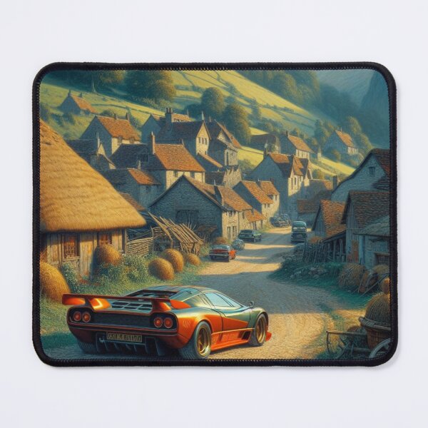 Item preview, Mountain Village Retro supercar landscape designed and sold by VistaVelocity.