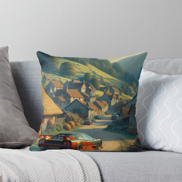 Item preview, Mountain Village Retro supercar landscape designed and sold by VistaVelocity.