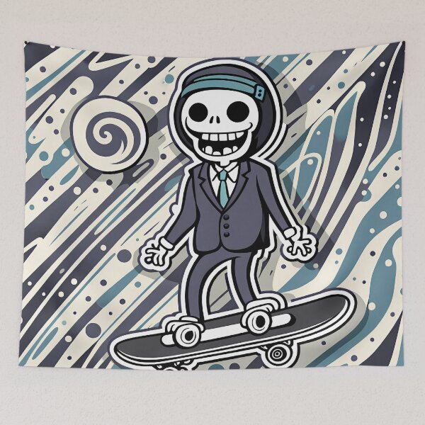Item preview, skeleton on a skate board designed and sold by WATERDUST.