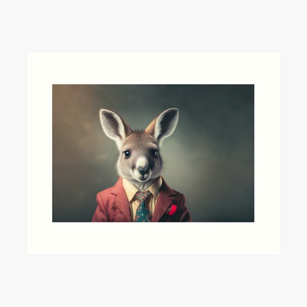 Item preview, Kangaroo - Dressed Cute Animals - Baby Animal Portrait designed and sold by 123animals.