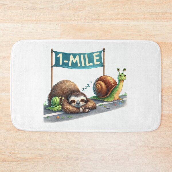 Item preview, Slow animal race! Sloth and two snails at one mile finish line. designed and sold by ElegantTeaTime.