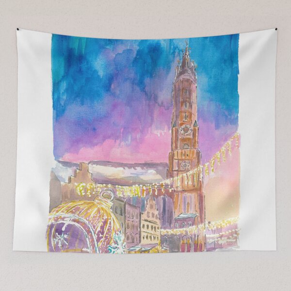 Item preview, Landshut Illuminated Christmas Bauble at Night designed and sold by artshop77.