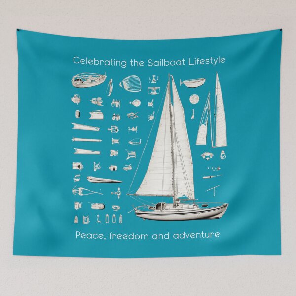 Item preview, Sailboat - Celebrating the Sailboat Lifestyle, Peace, freedom and adventure designed and sold by Sketch-Shack.