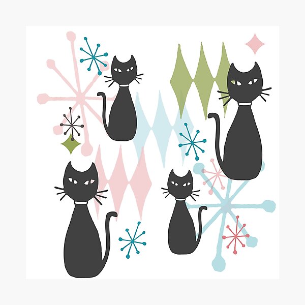 Item preview, Mid-Mod Black Cats KitKat Club Midcentury designed and sold by moxilla.