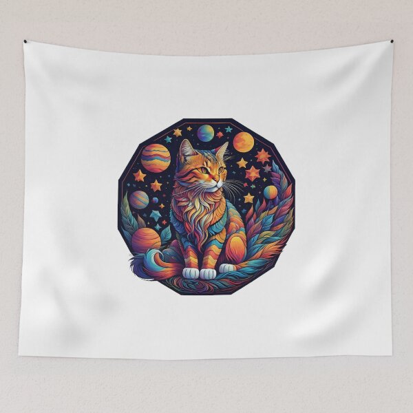 Item preview, Celestial Cat with Planets designed and sold by Qlutique.