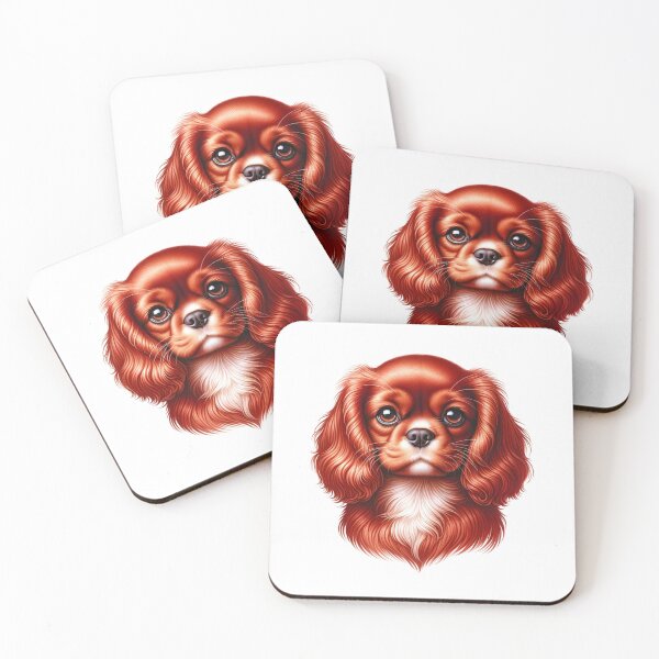 Item preview, Ruby Cavalier King Charles Dog Puppy Illustration designed and sold by CharmStudio.