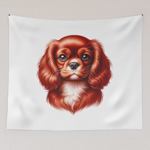 Item preview, Ruby Cavalier King Charles Dog Puppy Illustration designed and sold by CharmStudio.