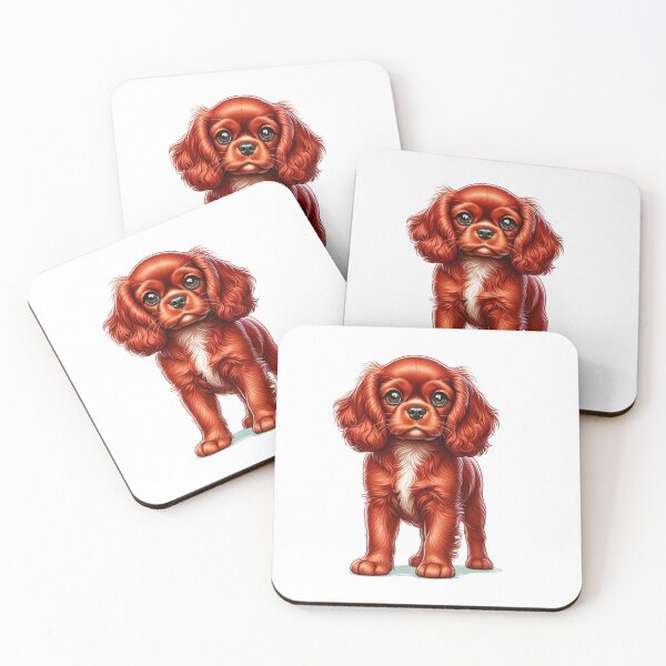 Item preview, Ruby Cavalier King Charles Dog Puppy Illustration designed and sold by CharmStudio.