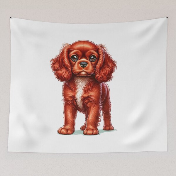 Item preview, Ruby Cavalier King Charles Dog Puppy Illustration designed and sold by CharmStudio.
