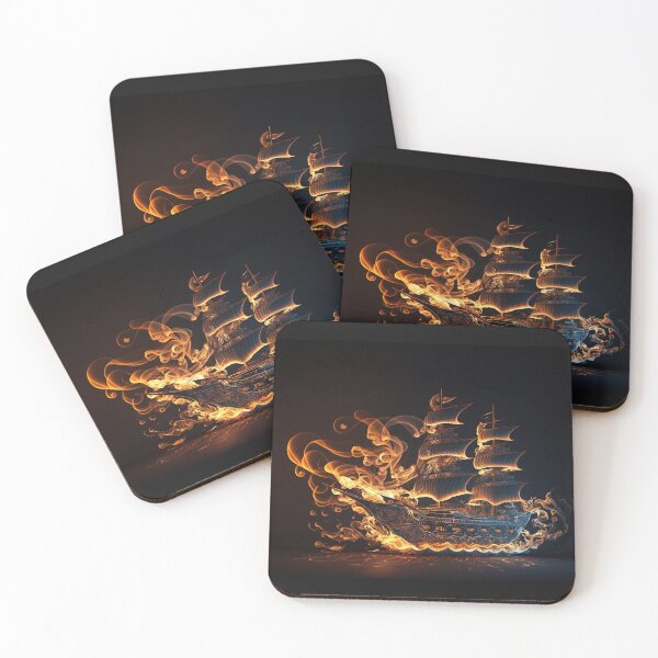 Item preview, a burning ship in flames in the dark designed and sold by Fantasymachine.