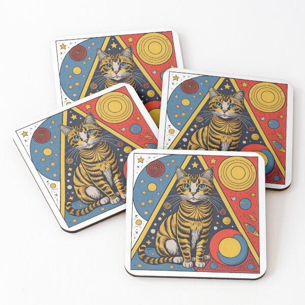Item preview, Celestial Cat with Planets Pop Art designed and sold by Qlutique.
