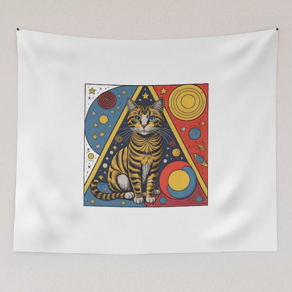 Item preview, Celestial Cat with Planets Pop Art designed and sold by Qlutique.