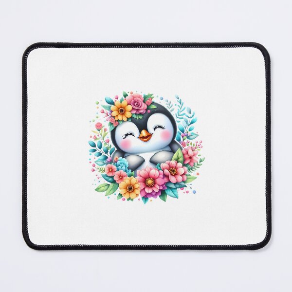 Item preview, A cute penguin with beautiful colorful flowers designed and sold by CreativeSparkzz.