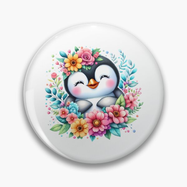 Item preview, A cute penguin with beautiful colorful flowers designed and sold by CreativeSparkzz.