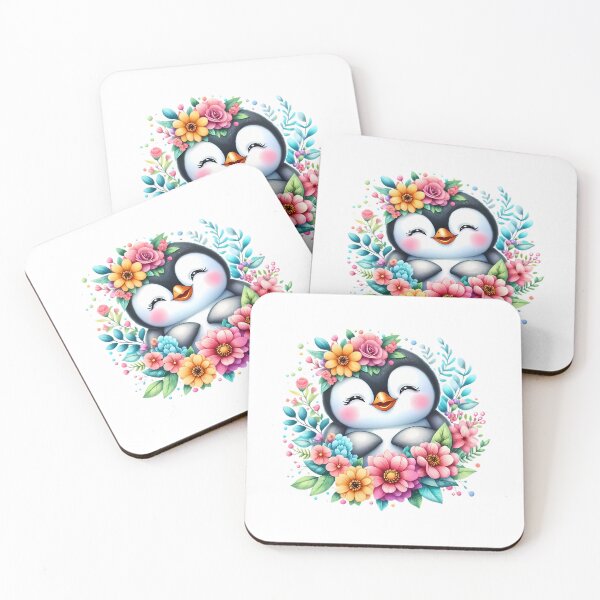 Item preview, A cute penguin with beautiful colorful flowers designed and sold by CreativeSparkzz.