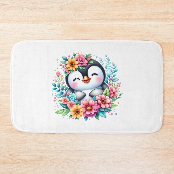 Item preview, A cute penguin with beautiful colorful flowers designed and sold by CreativeSparkzz.
