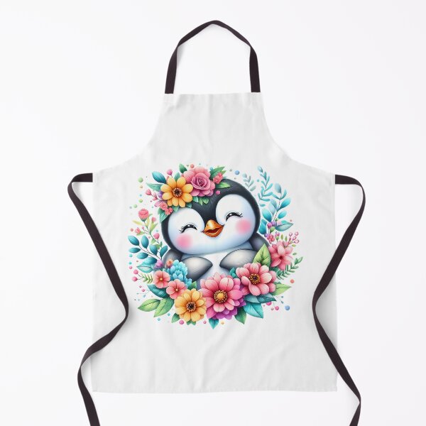 Item preview, A cute penguin with beautiful colorful flowers designed and sold by CreativeSparkzz.