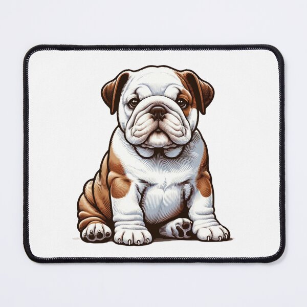 Item preview, English Bulldog Dog Puppy - White and Fawn Illustration designed and sold by CharmStudio.