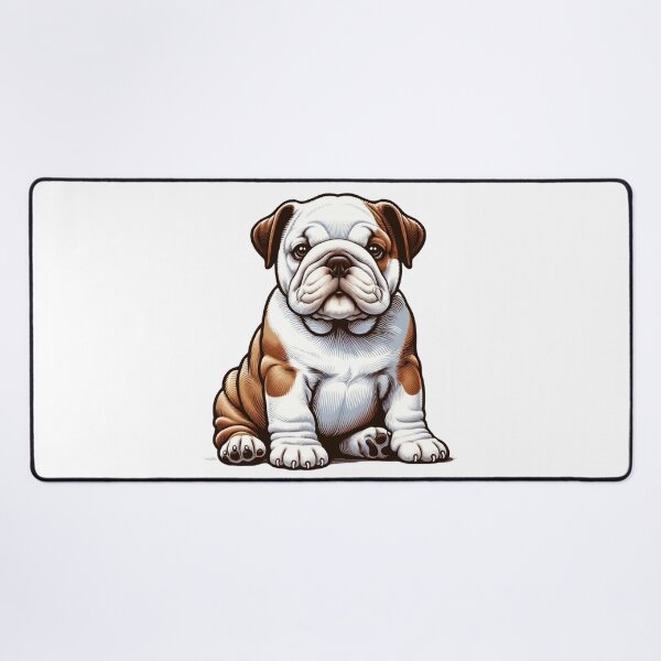 Item preview, English Bulldog Dog Puppy - White and Fawn Illustration designed and sold by CharmStudio.