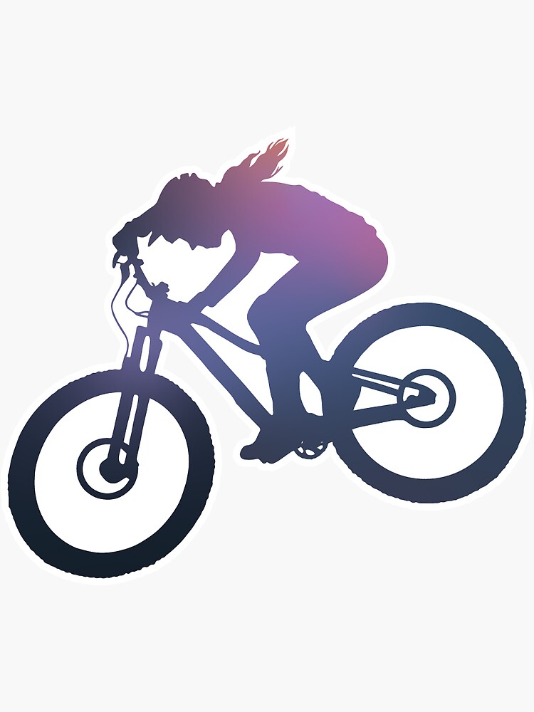 Thumbnail 3 of 3, Sticker, Woman Girl MTB Mountain Bike Sticker designed and sold by montemaredesign.