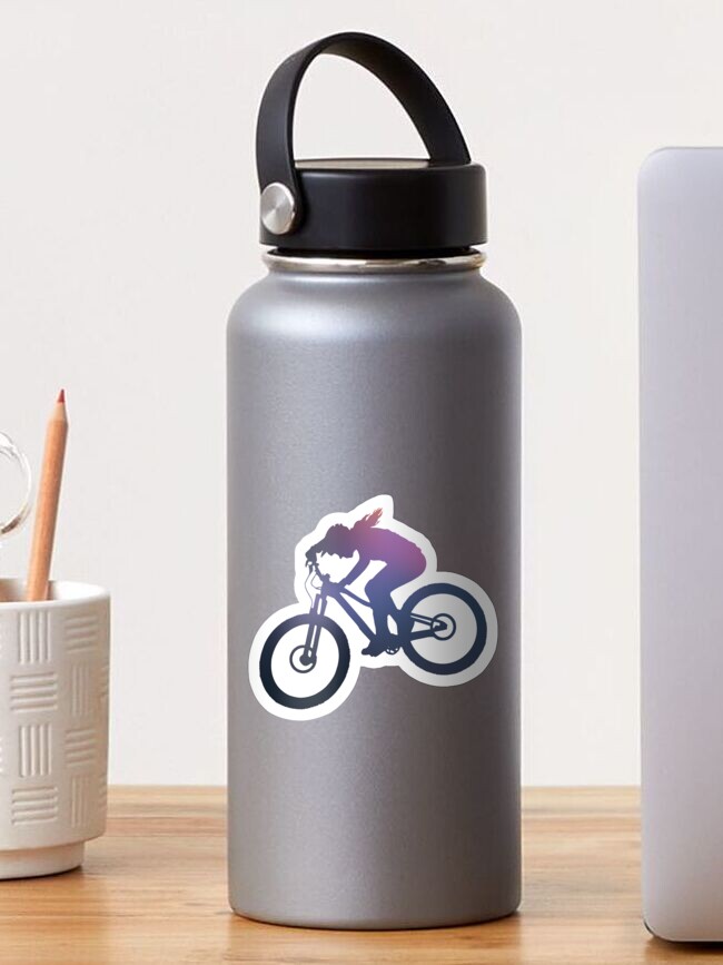 Thumbnail 1 of 3, Sticker, Woman Girl MTB Mountain Bike Sticker designed and sold by montemaredesign.