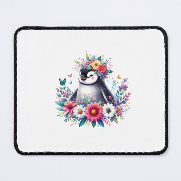 Item preview, A cute penguin with beautiful colorful flowers designed and sold by CreativeSparkzz.