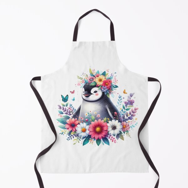 Item preview, A cute penguin with beautiful colorful flowers designed and sold by CreativeSparkzz.