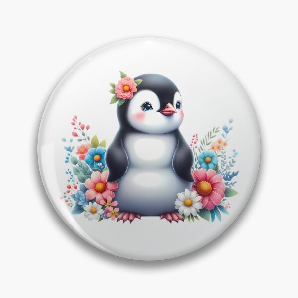 Item preview, A cute penguin with beautiful colorful flowers designed and sold by CreativeSparkzz.