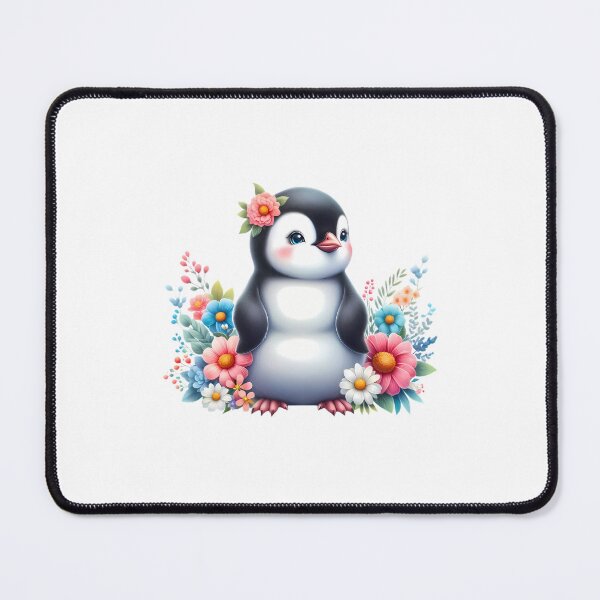 Item preview, A cute penguin with beautiful colorful flowers designed and sold by CreativeSparkzz.