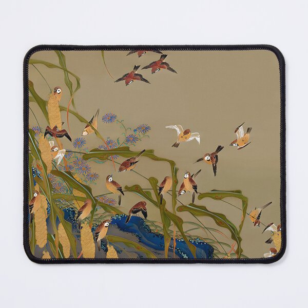 Item preview, Autumn Millet and Sparrows by Ito Jakuchu Painting (Professionally Enhanced version) designed and sold by EmeraldeaArt.