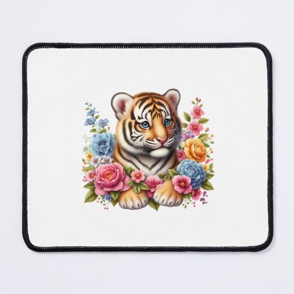 Item preview, A little tiger with beautiful colorful flowers designed and sold by CreativeSparkzz.
