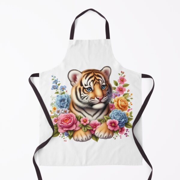 Item preview, A little tiger with beautiful colorful flowers designed and sold by CreativeSparkzz.