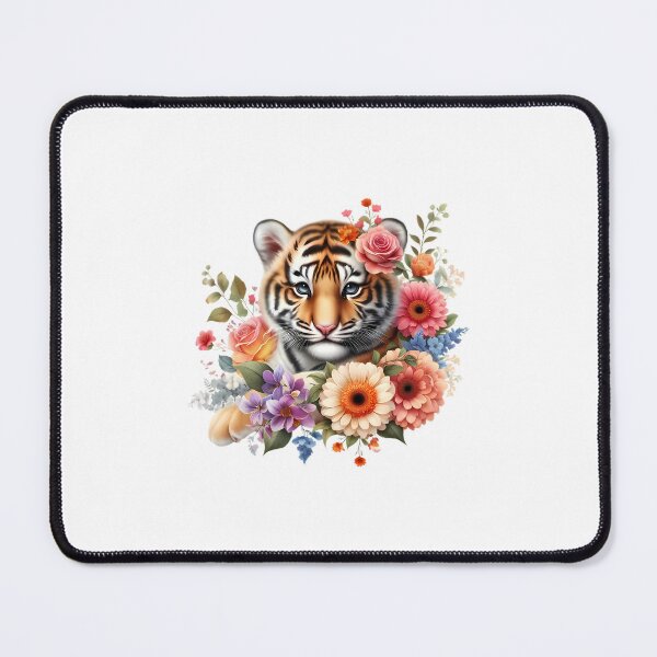 Item preview, A little tiger with beautiful colorful flowers designed and sold by CreativeSparkzz.
