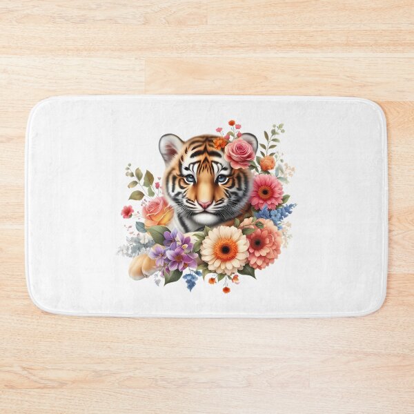 Item preview, A little tiger with beautiful colorful flowers designed and sold by CreativeSparkzz.