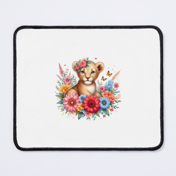 Item preview, A little lion with beautiful colorful flowers designed and sold by CreativeSparkzz.