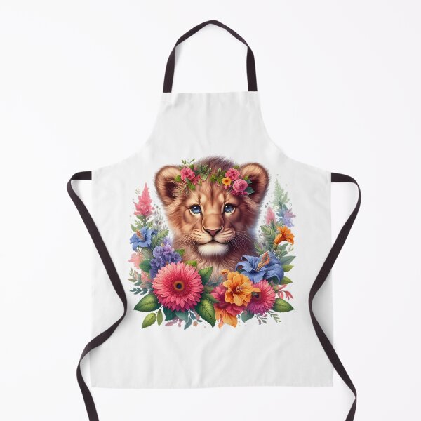 Item preview, A little lion with beautiful colorful flowers designed and sold by CreativeSparkzz.