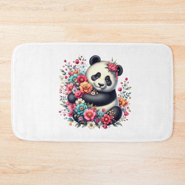 Item preview, A cute panda with beautiful colorful flowers designed and sold by CreativeSparkzz.