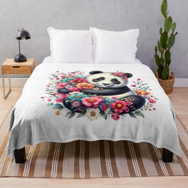 Artikelvorschau, Ein niedlicher Panda mit schönen bunten Blumen entworfen und verkauft von CreativeSparkzz.