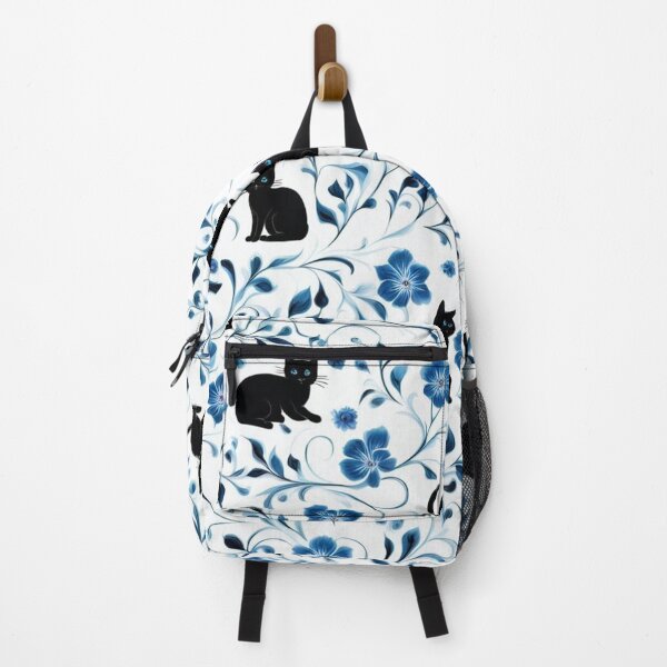 Item preview, Black Kittens with Blue Floral Tendrils designed and sold by Simplybe1.