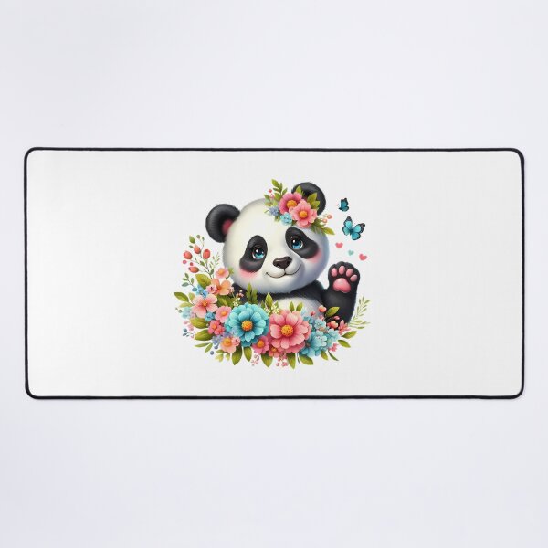 Item preview, A cute panda with beautiful colorful flowers designed and sold by CreativeSparkzz.